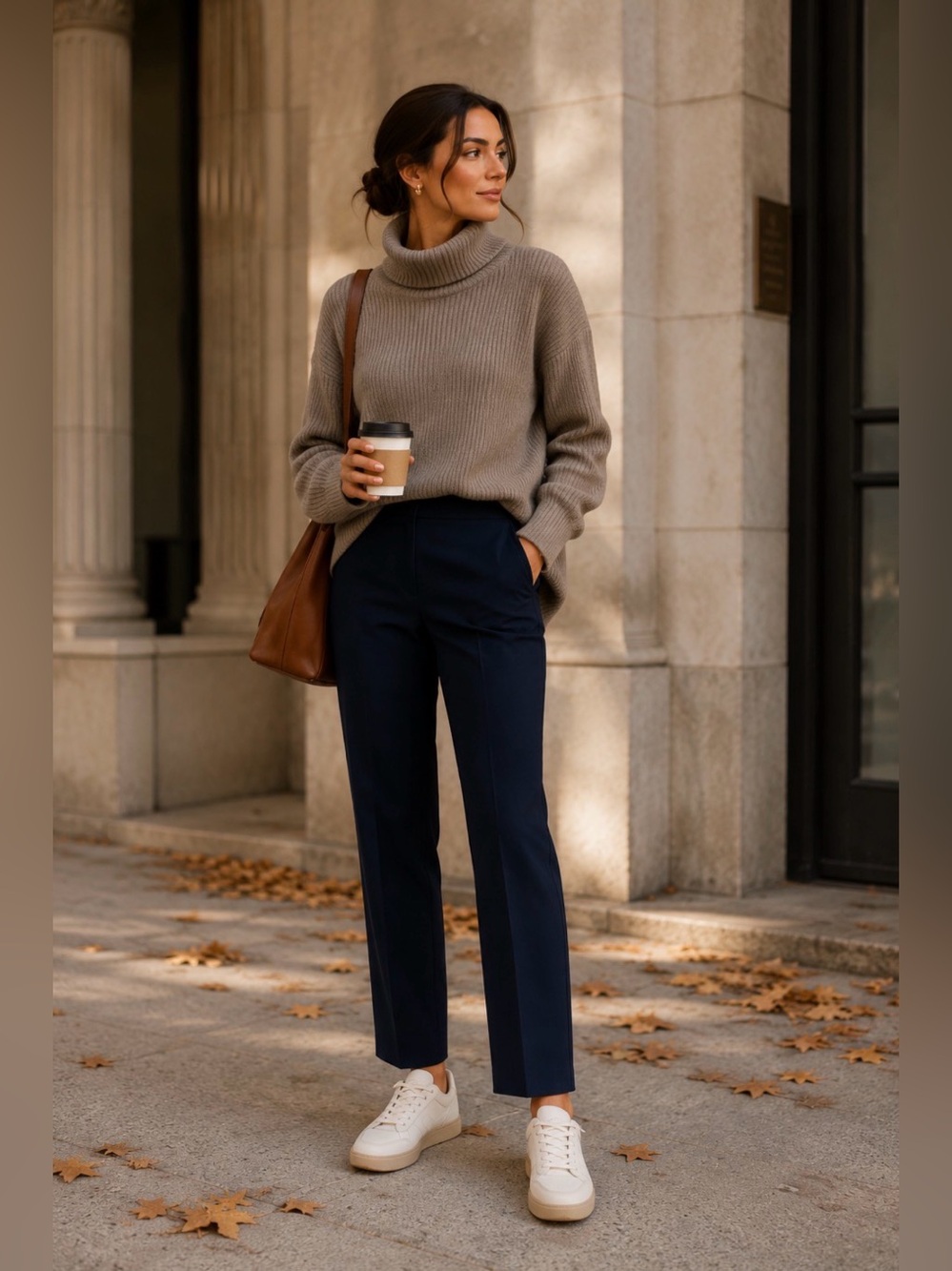 Quince Navy Straight-Leg Tailored Trousers